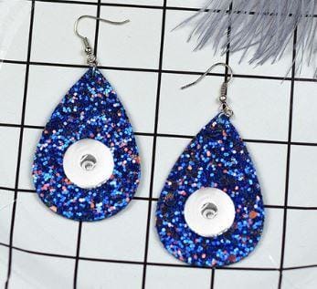 Large Dangle Snap Glitter Earrings or Leather Dangle Lightweight Earrings