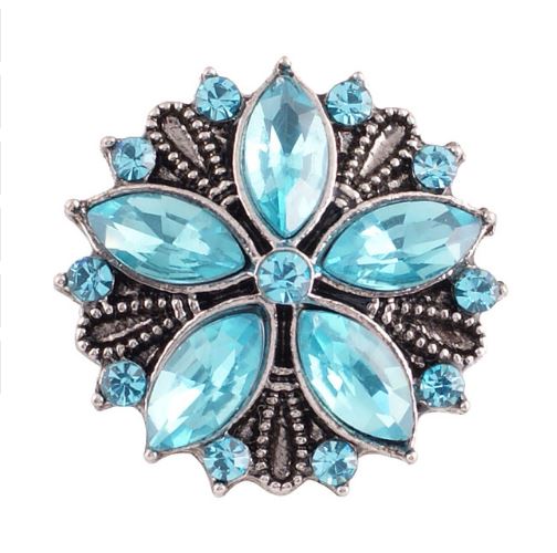 Rhinestone Flower Metal 20mm Snap Charm for Snap Jewelry (Assorted Colors)