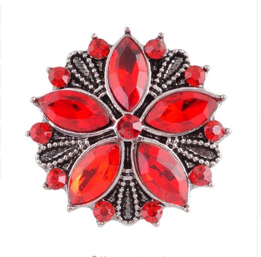 Rhinestone Flower Metal 20mm Snap Charm for Snap Jewelry (Assorted Colors)