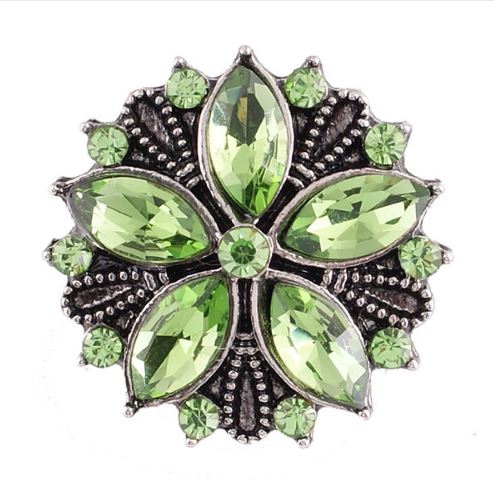 Rhinestone Flower Metal 20mm Snap Charm for Snap Jewelry (Assorted Colors)