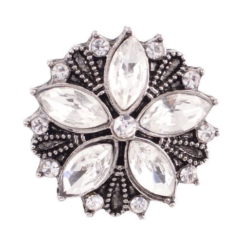 Rhinestone Flower Metal 20mm Snap Charm for Snap Jewelry (Assorted Colors)