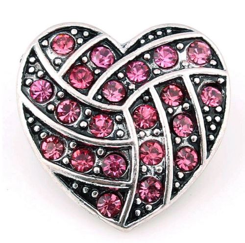 Metal Rhinestone Heart 20mm Snap Charm for Snap Jewelry (Assorted Colors)