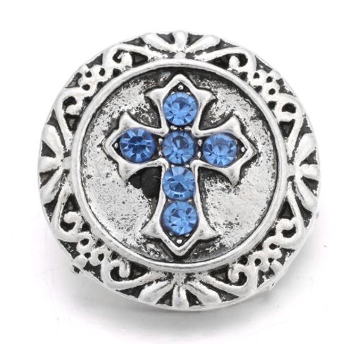 Metal Rhinestone Cross Snap Charm (Assorted Colors)