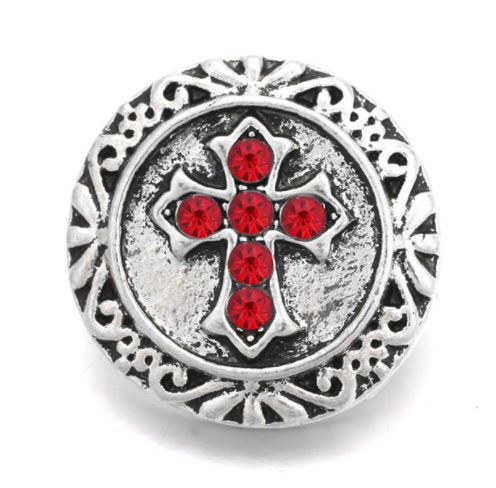 Metal Rhinestone Cross Snap Charm (Assorted Colors)