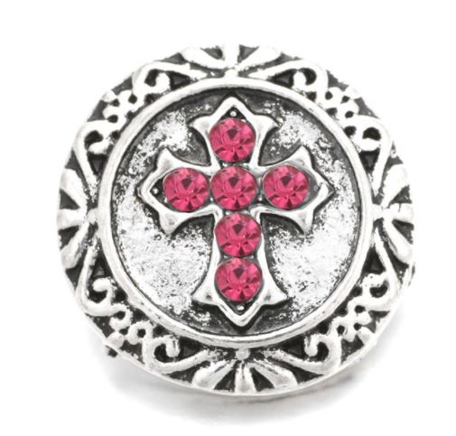 Metal Rhinestone Cross Snap Charm (Assorted Colors)