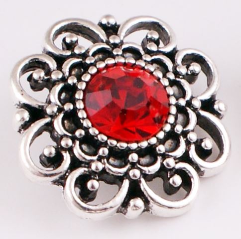 Birthstone Rhinestone Filigree 20mm Snap Charm (Assorted Colors)