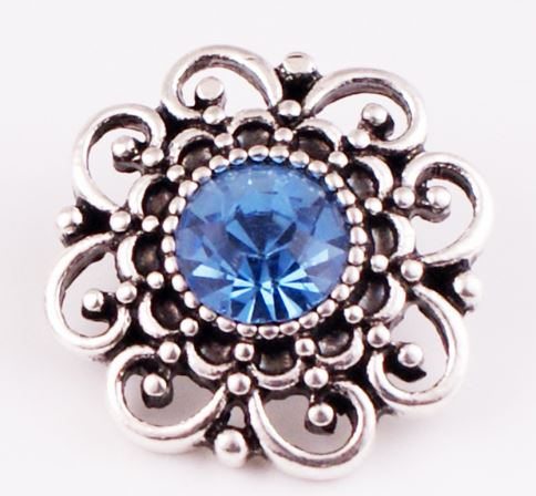 Metal Birthstone Filigree Rhinestone Snap Charm 20mm (Assorted Colors)
