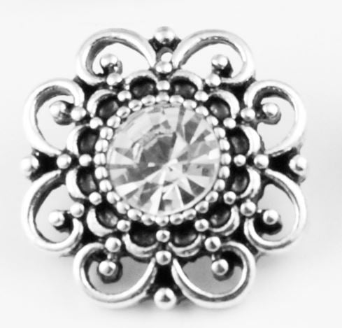 Metal Birthstone Filigree Rhinestone Snap Charm 20mm (Assorted Colors)