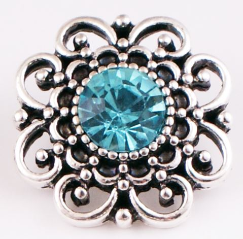 Metal Birthstone Filigree Rhinestone Snap Charm 20mm (Assorted Colors)