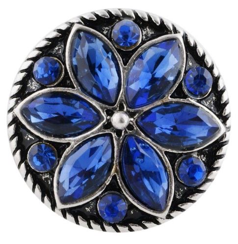 Rhinestone Flower Metal Snap Charm 20mm (Assorted Colors)