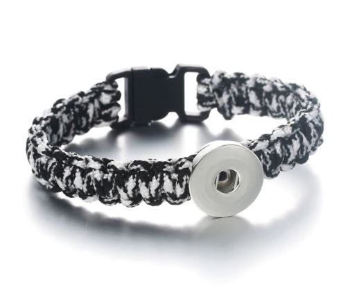 Braided Clip Clasp Youth/Adult Single Snap 20mm Snap Bracelet (Assorted Colors)