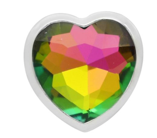 Large Rainbow 20mm Rhinestone Heart for Snap Jewelry