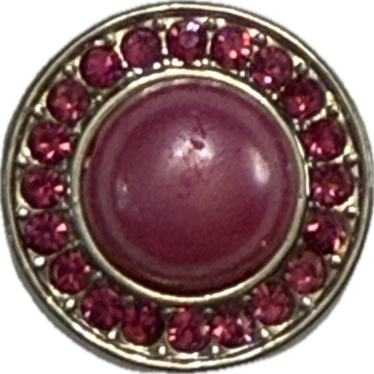 Pink Pearl and Rhinestone 18mm-20mm Snap Charm for Snap Charm Jewelry