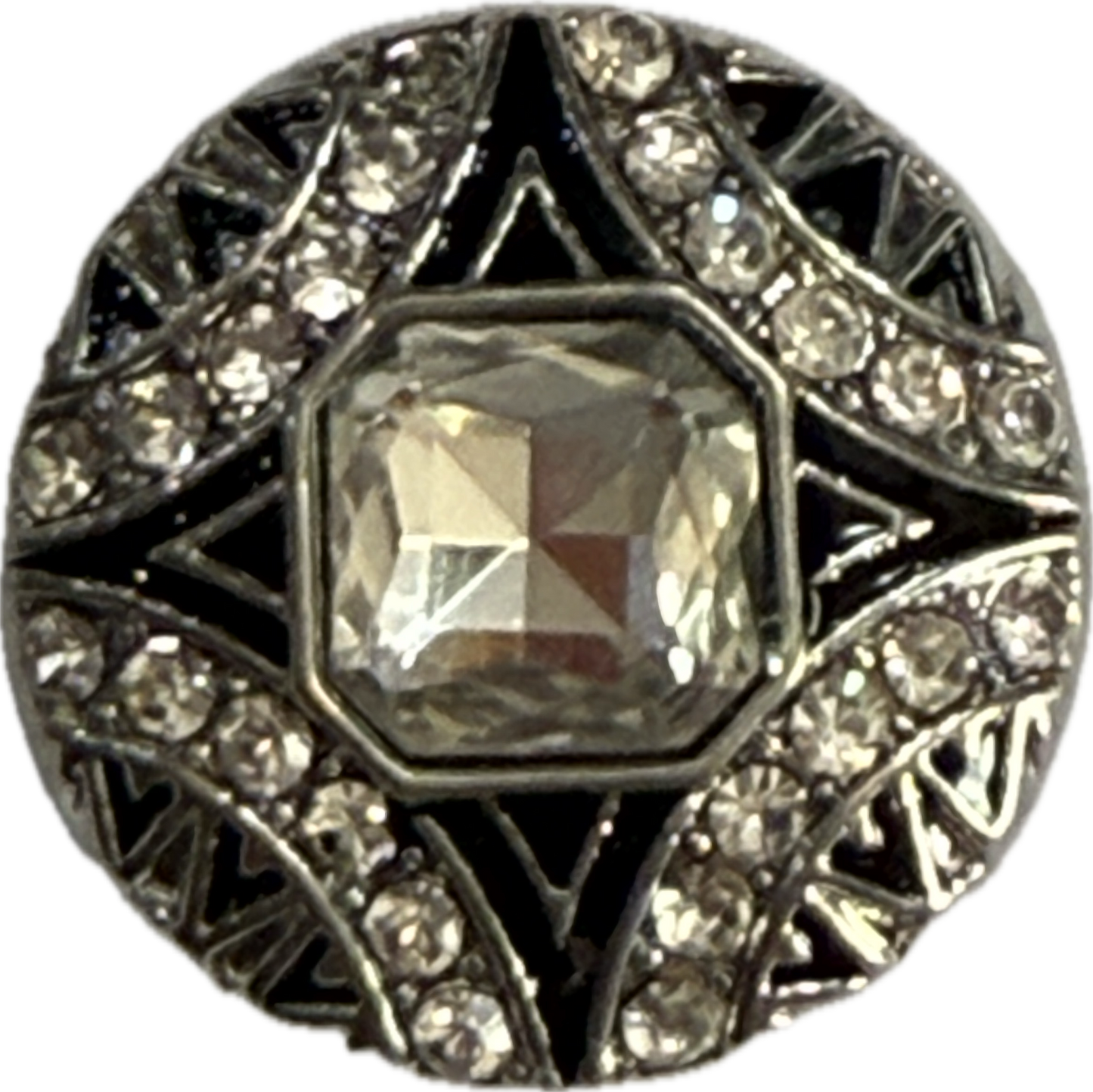 Round Metal Snap with Square Rhinestine Center Snap Charm 20mm (Assorted Colors)
