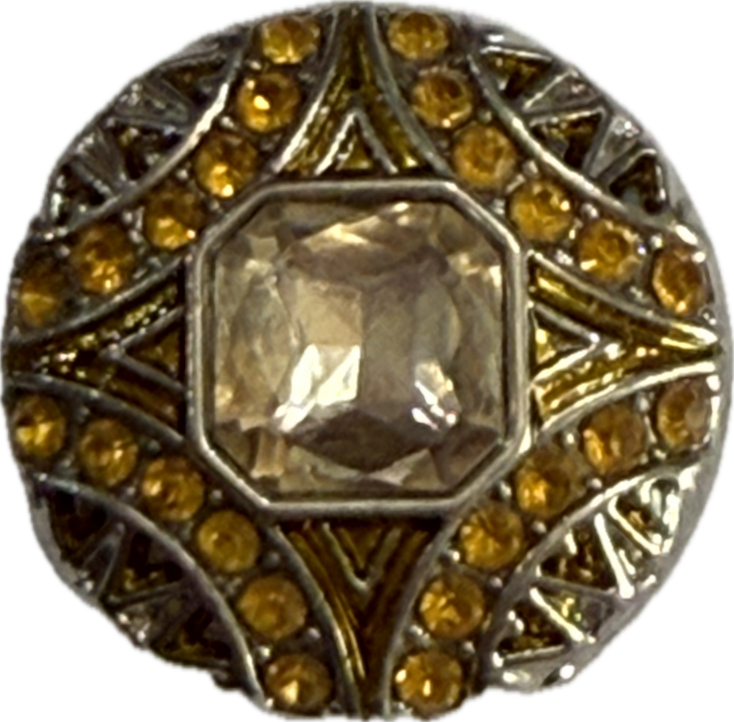 Round Metal Snap with Square Rhinestine Center Snap Charm 20mm (Assorted Colors)