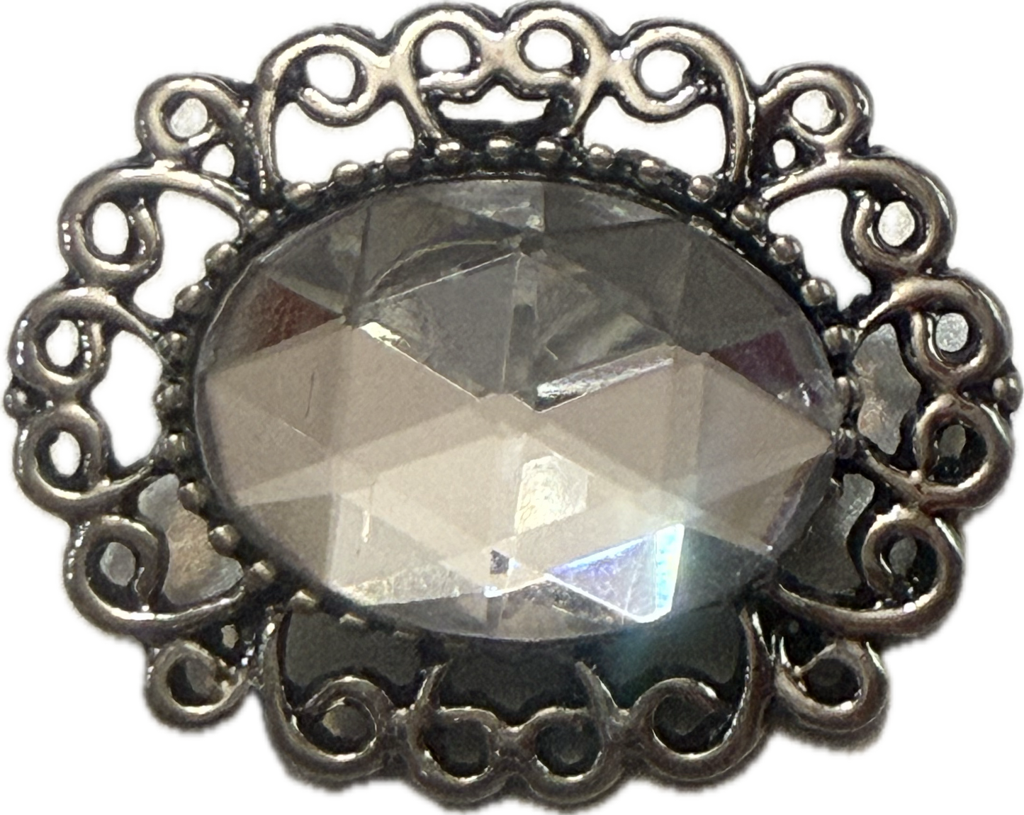 Large Rhinestone Filigree Edge Metal 20mm Snap Charm (Assorted Colors)