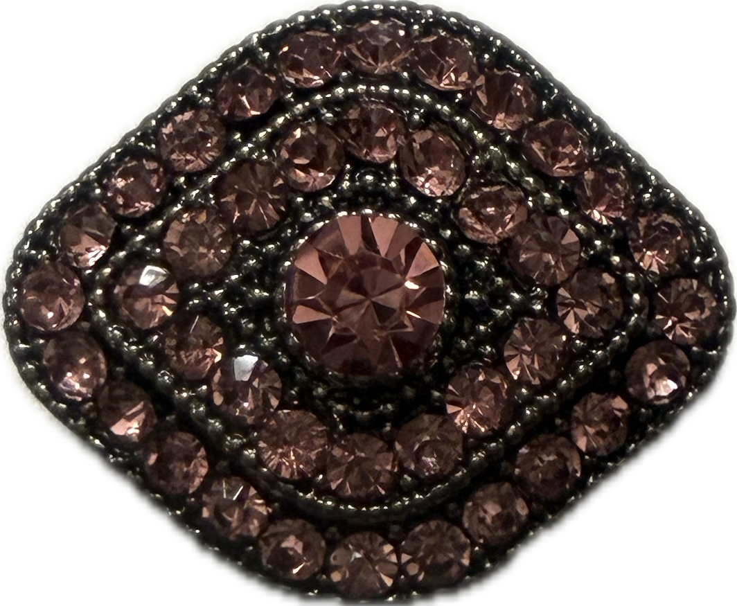Pink Rhinestone Diamond Shaped Metal 20mm for Snap Charm Jewelry