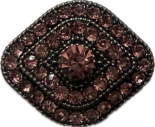 Pink Rhinestone Diamond Shaped Metal 20mm for Snap Charm Jewelry