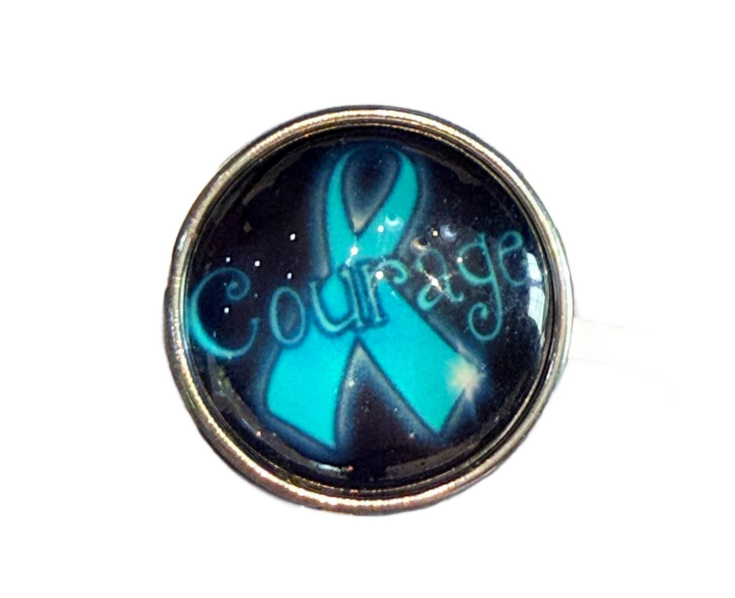 Teal "Courage Ribbon" 20mm Snap for Snap Charm Jewelry