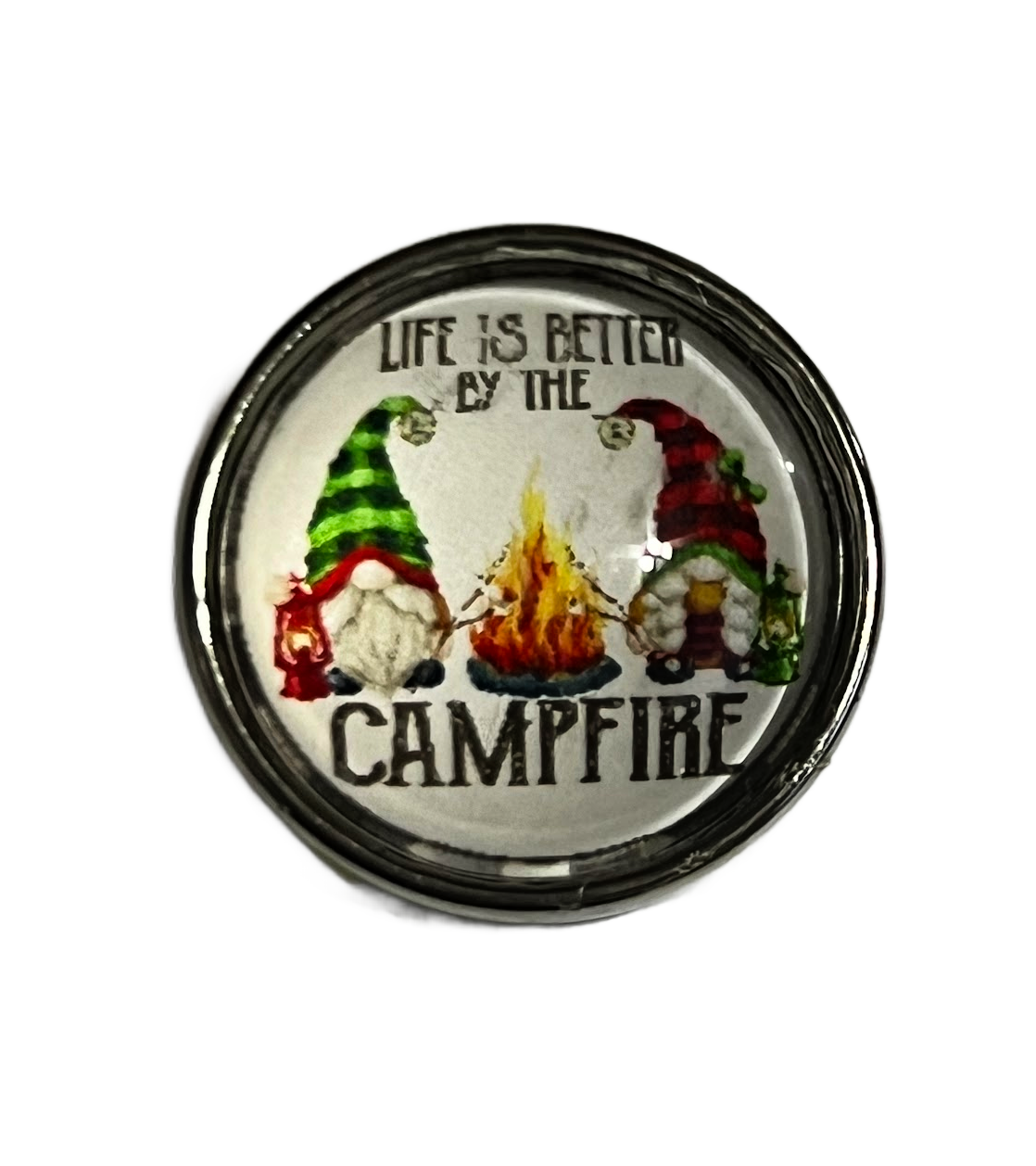 Gnomes "Life is Better By The Campfires"20mm Glass Snap Charm for Snap Charm Jewelry