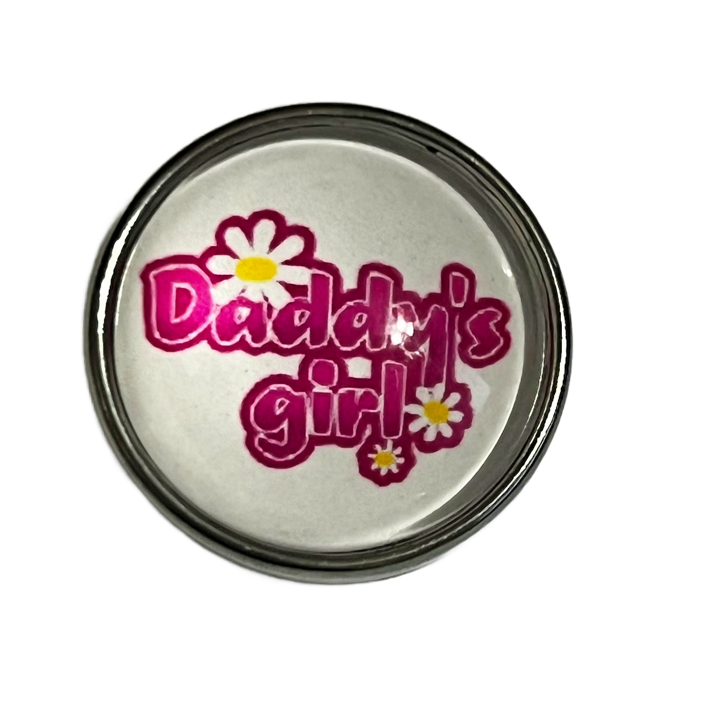 Daddy's Girl Pink Daisy 20mm Glass Snap for Snap Charm Jewelry