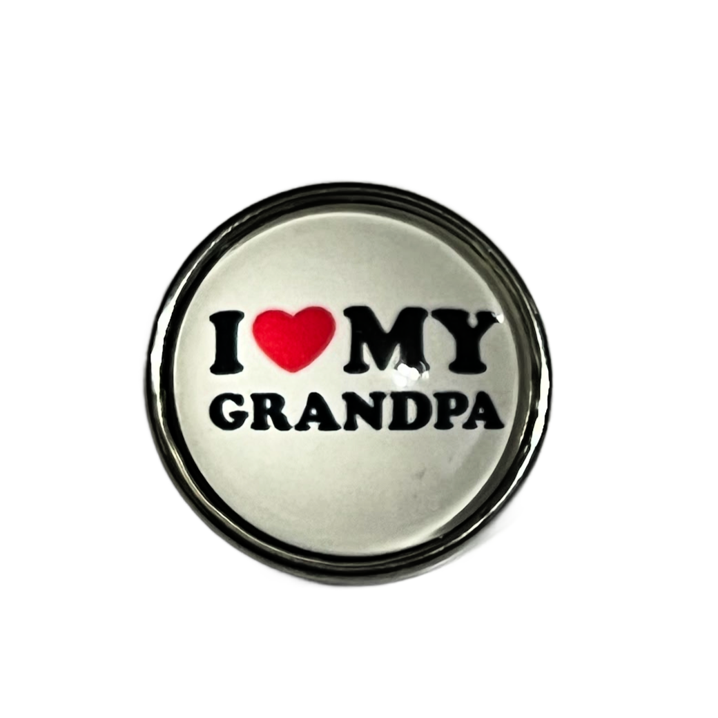 I Love My Grandpa 20mm Glass Snap Charm for 20mm Snap Jewelry
