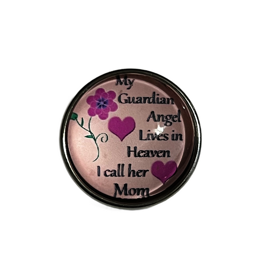My Guardian Angel Lives In Heaven I Call Her Mom 20mm Glass Snap for Snap Jewelry