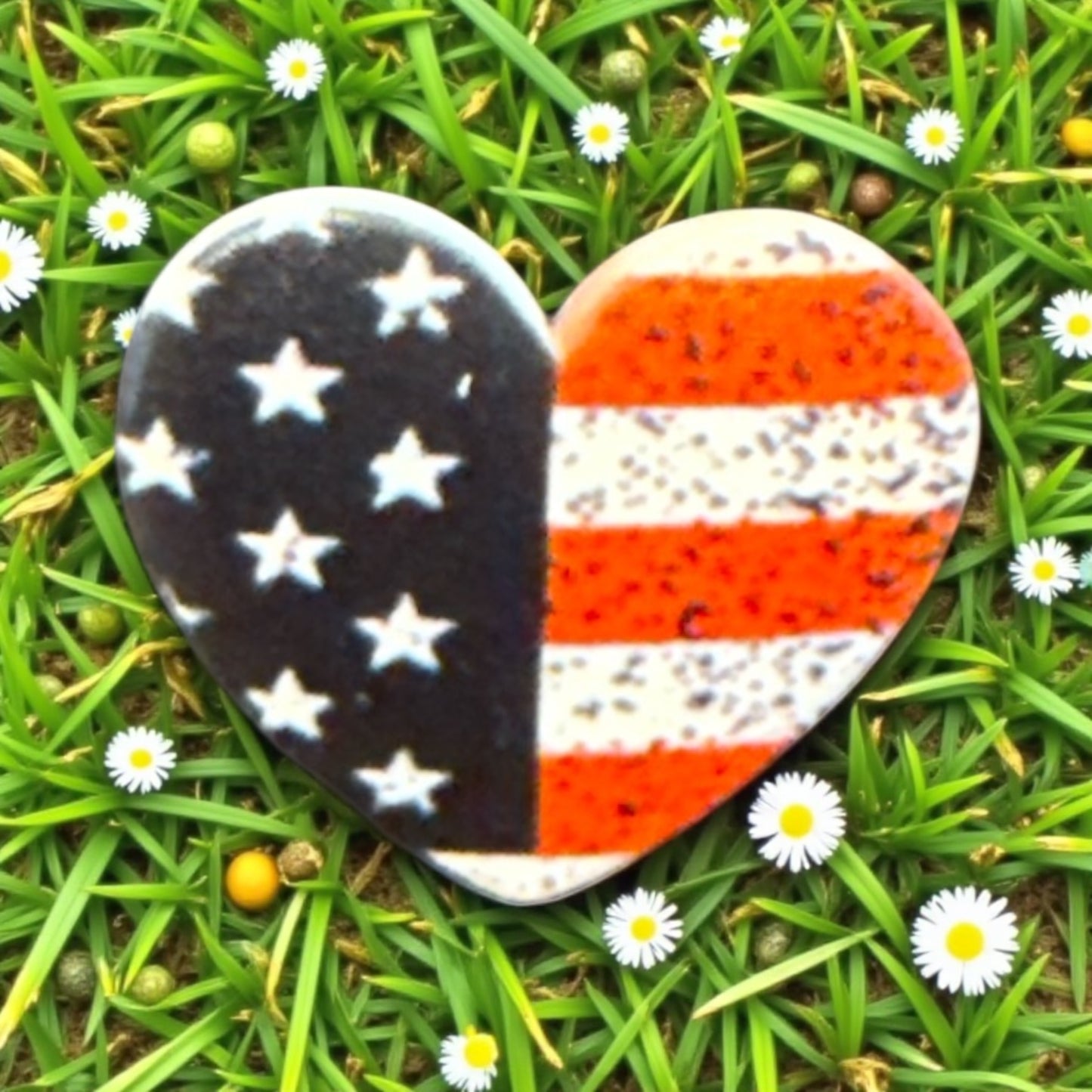 Red White Blue Acrylic Flag Heart 20mm Snap for Simple Elegance Snap Jewelry