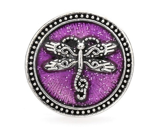 Painted Metal Dragonfly 20mm Snap Charm (Assorted Colors)