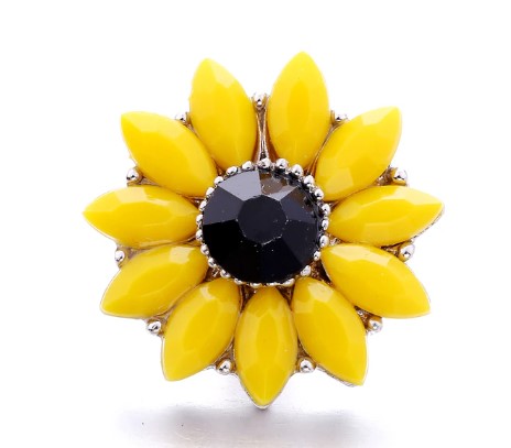 Sunflower Yellow Rhinestone 20mm Snap Charm
