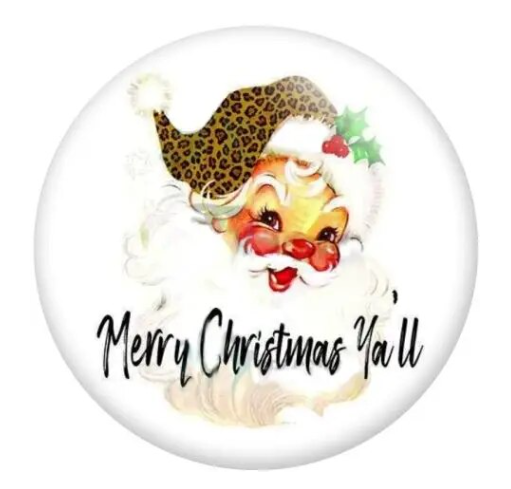 Merry Christmas Y'all Santa Face Snap Charm 20mm