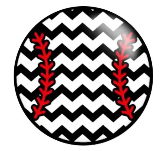 Chevron Black and White Sports Baseball 20mm Snap Charm