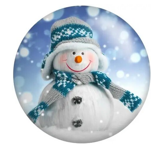 Blue Smiling Holiday Christmas Snowman 20mm Snap Charm