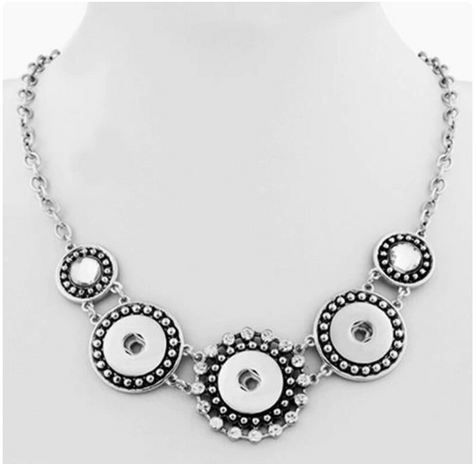 Triple Snap Rhinestone Adjustable Necklace 20mm Snap Charm