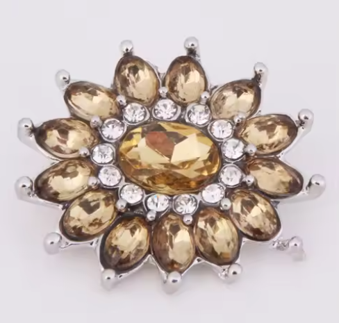 Large Amber Rhinestone 20mm Snap Charm for Snap Charm Jewelry