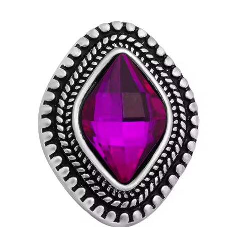 Metal Diamond Rhinestone 20mm Birthstone Snap Charm in Snap Jewelry