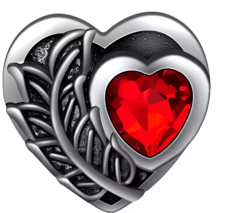 Metal Rhinestone Birthstone Heart Shaped 20mm Snap Charm for Snap Jewelry