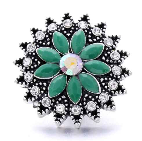 Large Rhinestone Flower 20mm Snap Charm for Snap Jewelry (Assorted Colors)