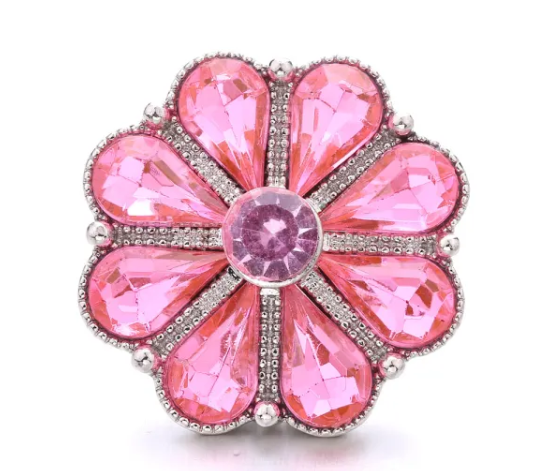 Large Pink Rhinestone 20mm Snap Charm for Snap Charm Jewelry