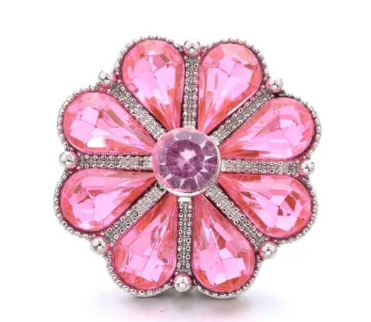 Large Pink Rhinestone 20mm Snap Charm for Snap Charm Jewelry