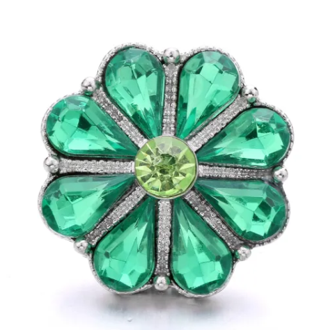 Large Green Rhinestone 20mm Snap Charm for Snap Charm Jewelry