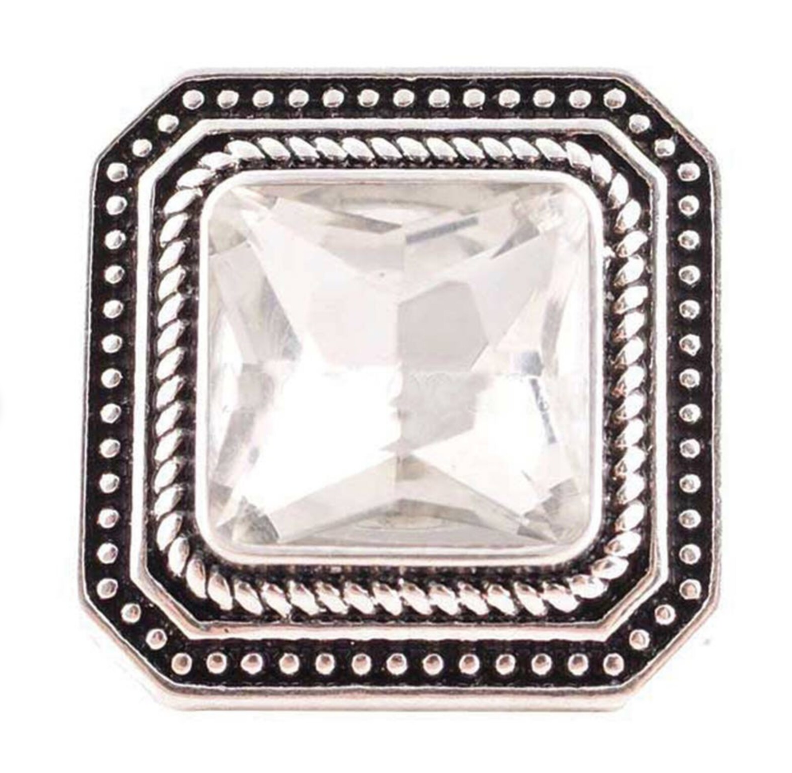 Square Clear Large Rhinestone 20mm Snap for Snap Charm Jewelry