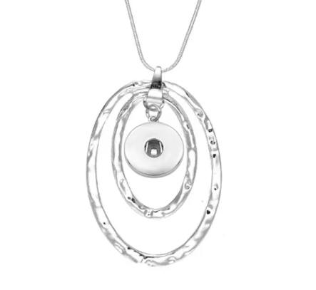 Silver Double Oval Circles with Center 20mm Dangle Snap for Snap Charm Jewelry