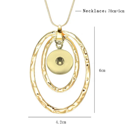 Gold Double Oval Circles with Center 20mm Dangle Snap for Snap Charm Jewelry