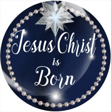 Christmas Blue Jesus Christ is Born 20mm for Snap Charm Jewelry
