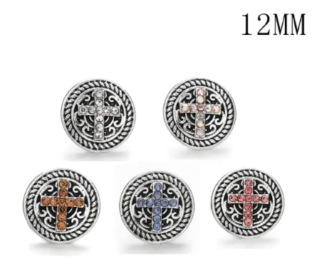 Rhinestone Metal 12mm Snap for Snap Charm Jewelry (Assorted Colors)
