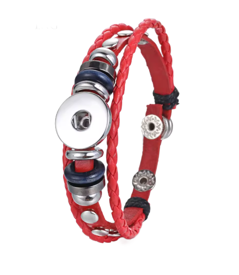 Leather Triple Strand Single Snap Bracelet for 20mm Snap Jewelry