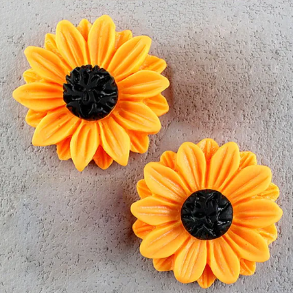 Yellow/Orange Sunflower Plastic 3D 12mm or 20mm Snap Charm for Snap Cham Jewelry
