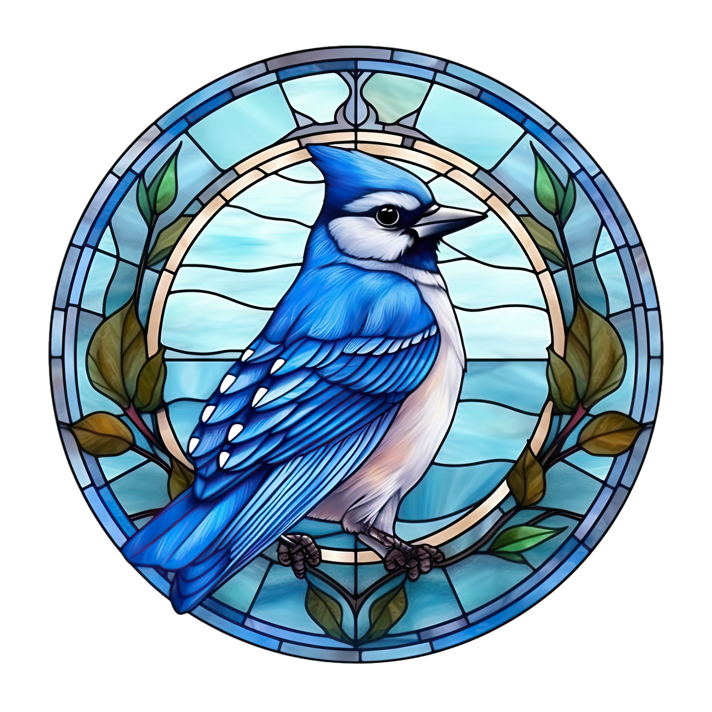 Bright Blue Stained Glass Look Blue Jaybird 20mm Snap Charm