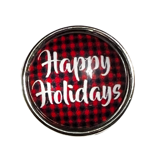 Happy Holiday Buffalo Print Snap Charm 20mm
